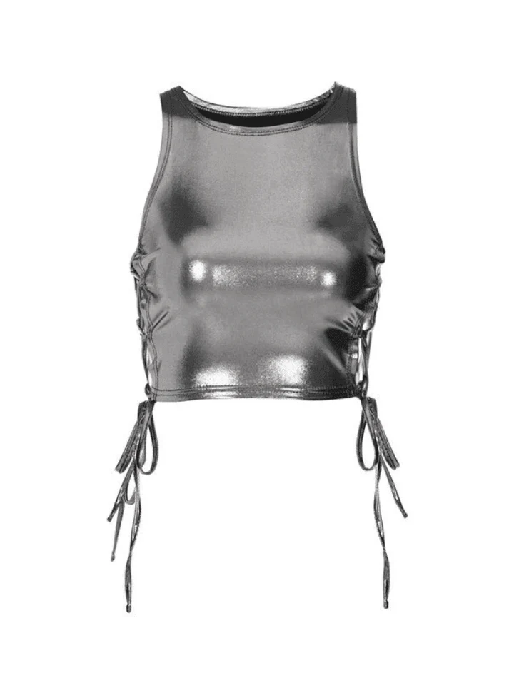 Side Tie Cropped Tank Top - Image 18