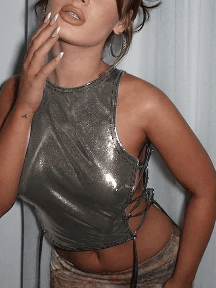 Side Tie Cropped Tank Top - Image 21