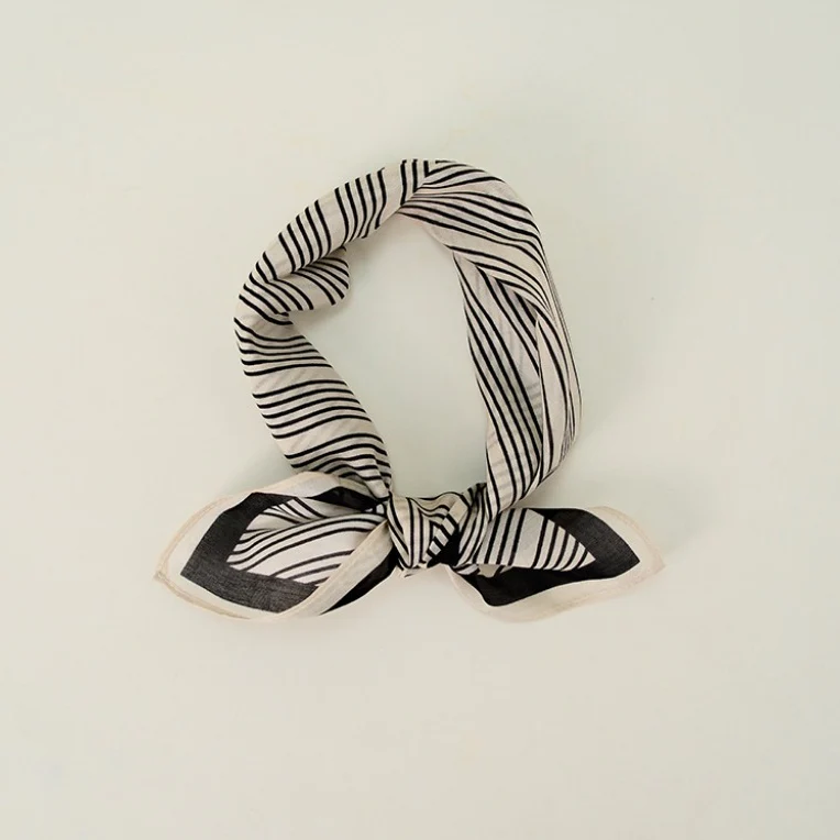 Silk Cotton Slim Square Mixed Print Neck Scarf