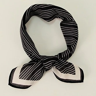 Silk Cotton Slim Square Mixed Print Neck Scarf - Image 3