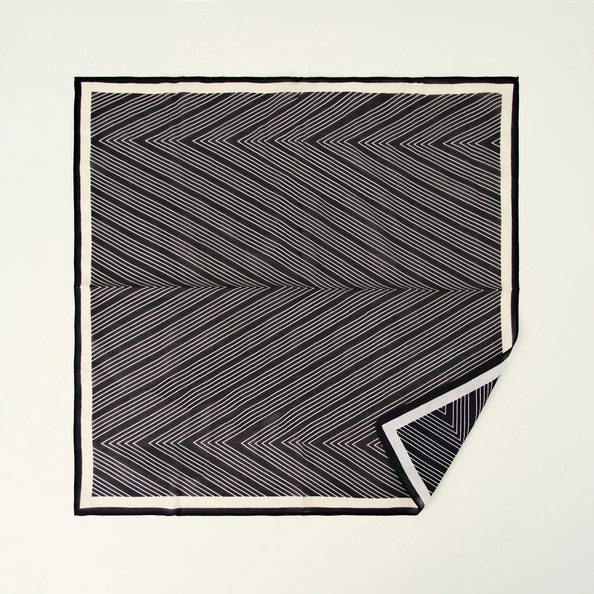 Silk Cotton Slim Square Mixed Print Neck Scarf - Image 4