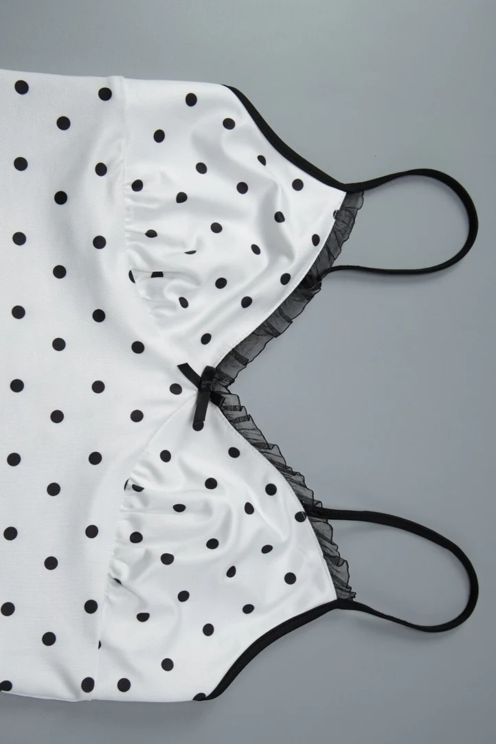 Silk Polka Dot Halter Top High Slit Pencil Skirt Set - Image 8