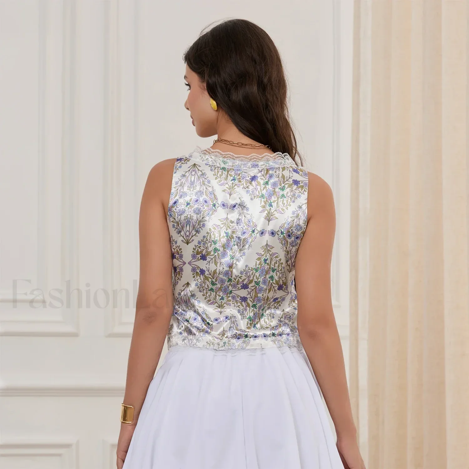 Silky Double-Bow Lace Crop Top - Image 7
