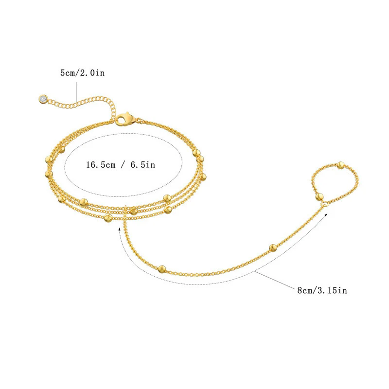 Simple Bead Accent Layered Finger Bracelet - Image 5
