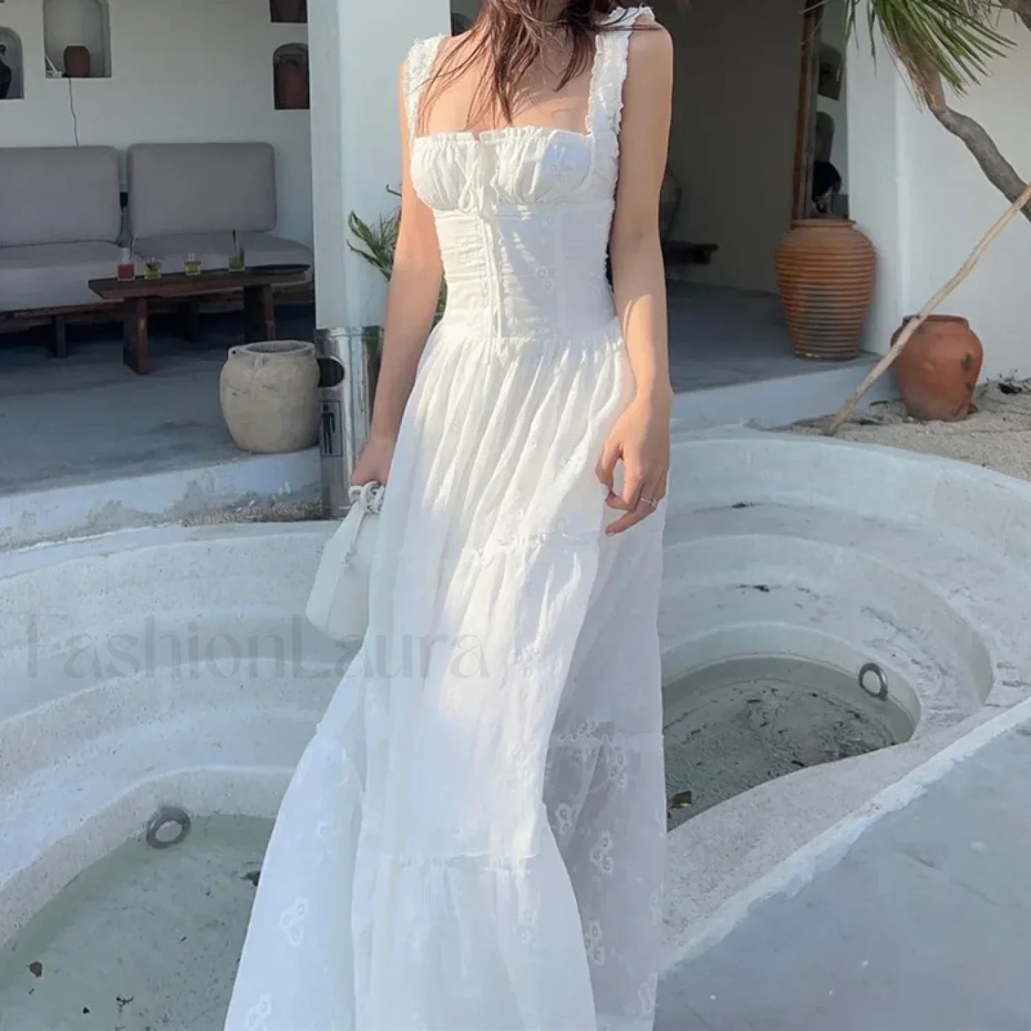 Simple Elegant Square Neck Floral Dress - Image 7