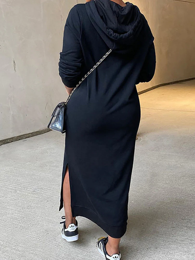Slant Pockets Hoodie Dress - Image 14