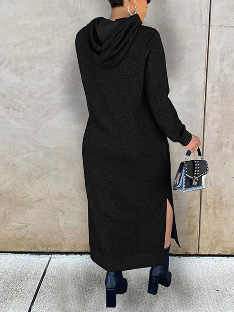 Slant Pockets Hoodie Dress - Image 4