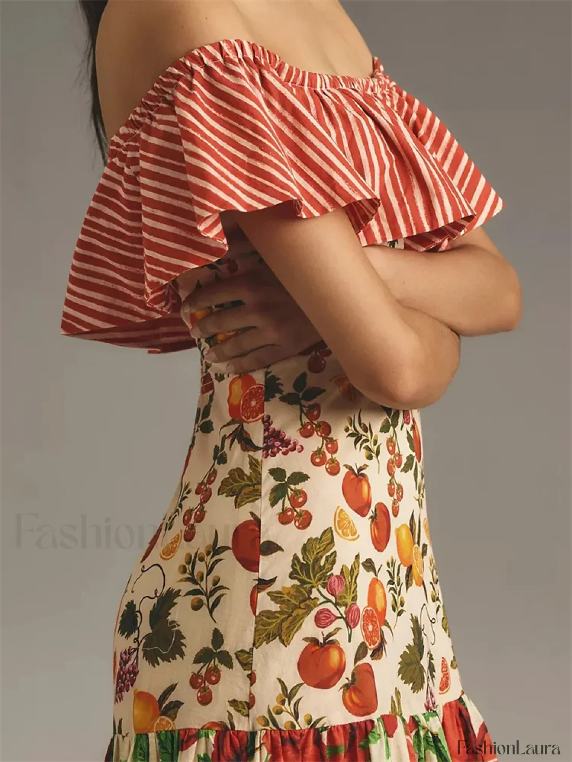 Slash Neck Off-Shoulder Floral Dress - Image 13