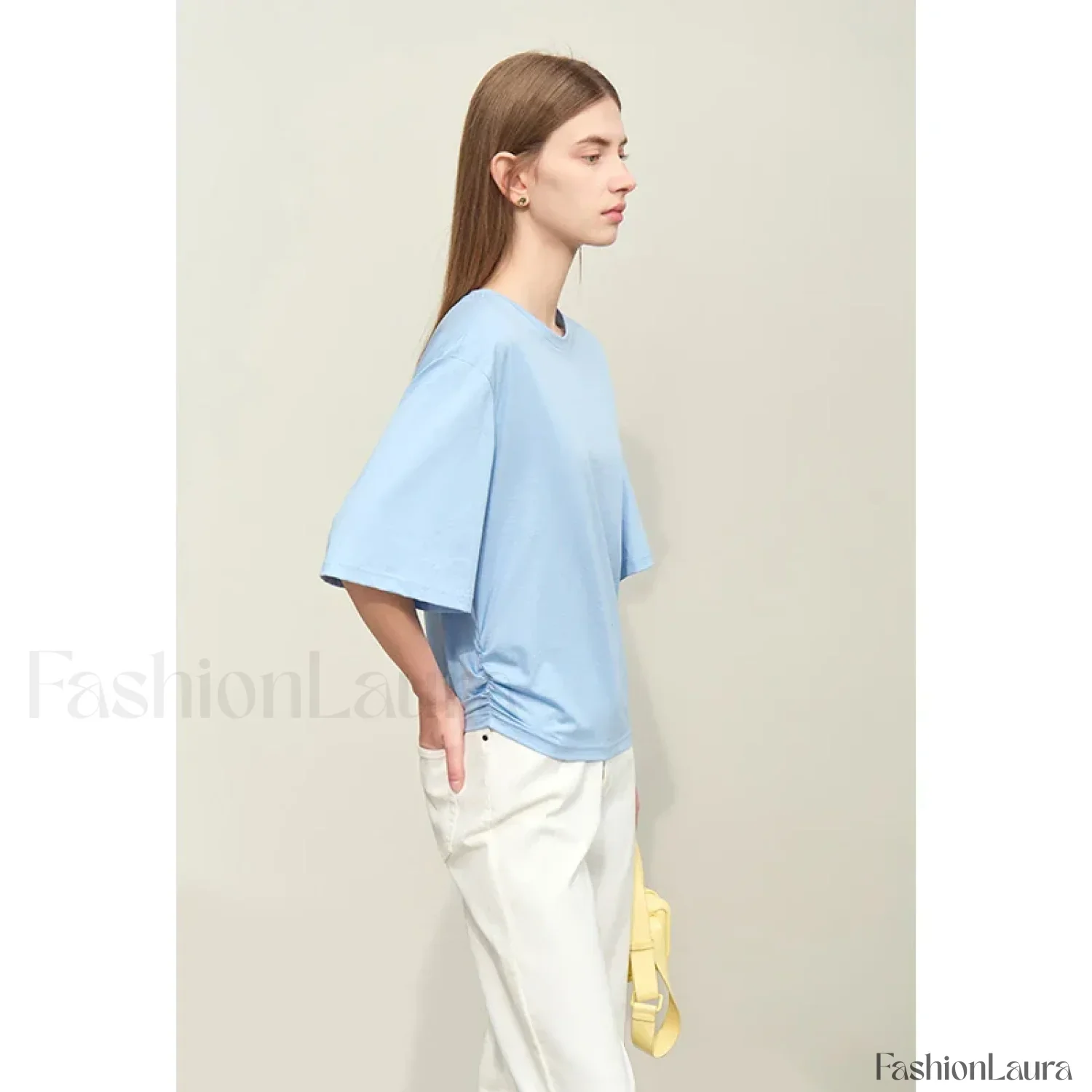 Slightly Elastic Loose Cotton T-Shirt - Image 12