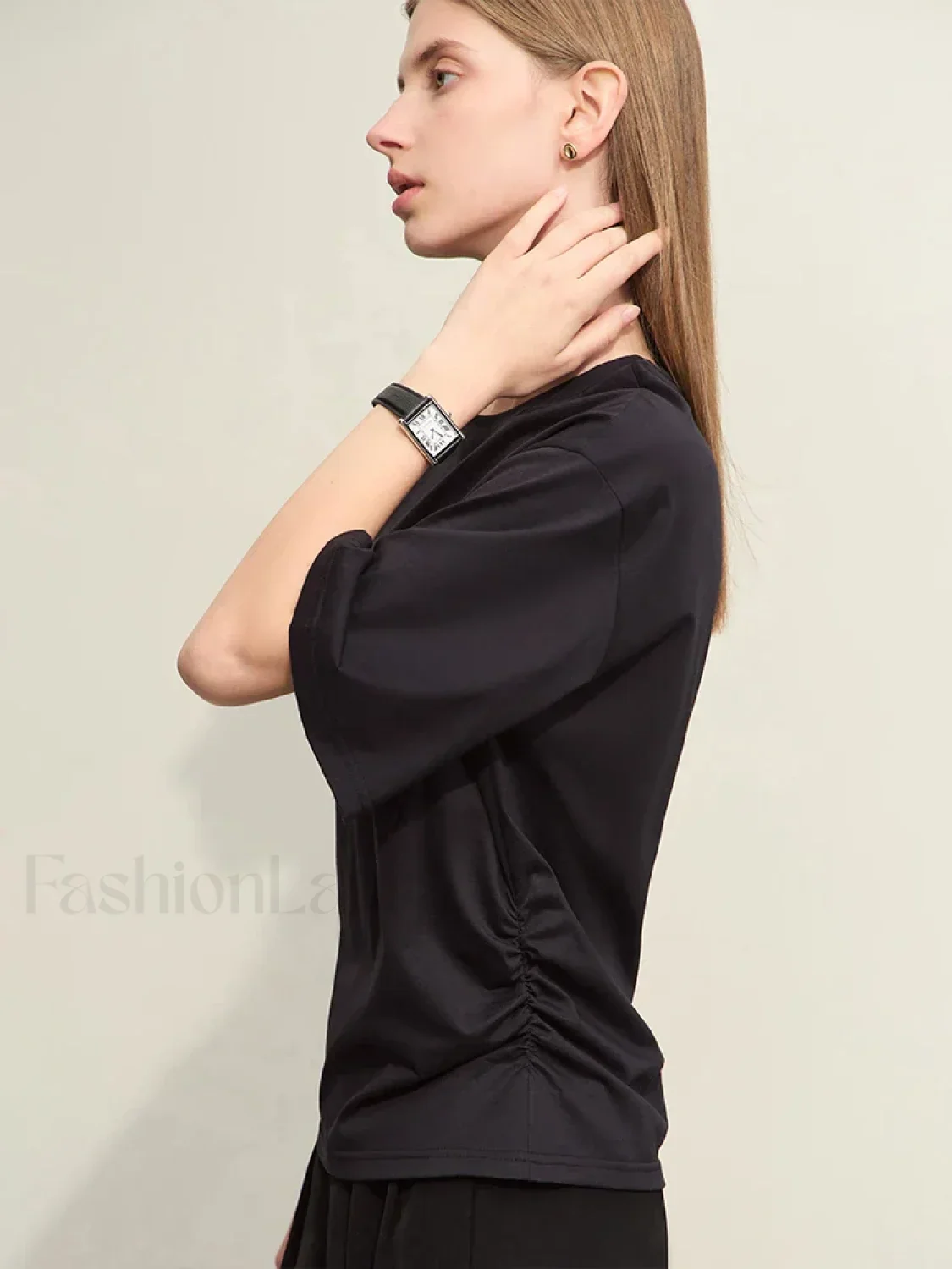 Slightly Elastic Loose Cotton T-Shirt - Image 9
