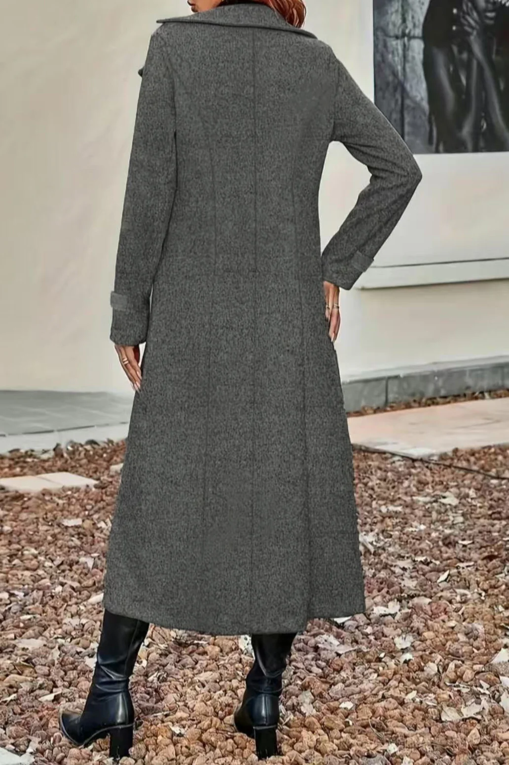 Slim Fit Double Breasted Lapel Overcoat - Image 3