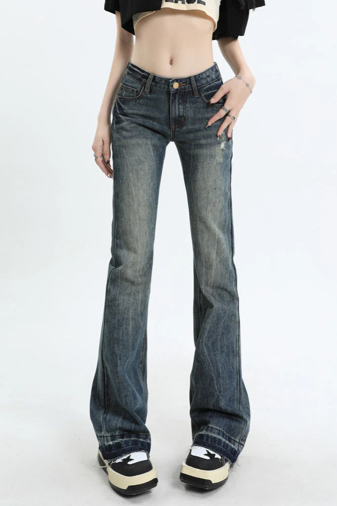 Slim Fit Low Waist Micro Flare Jeans - Image 14