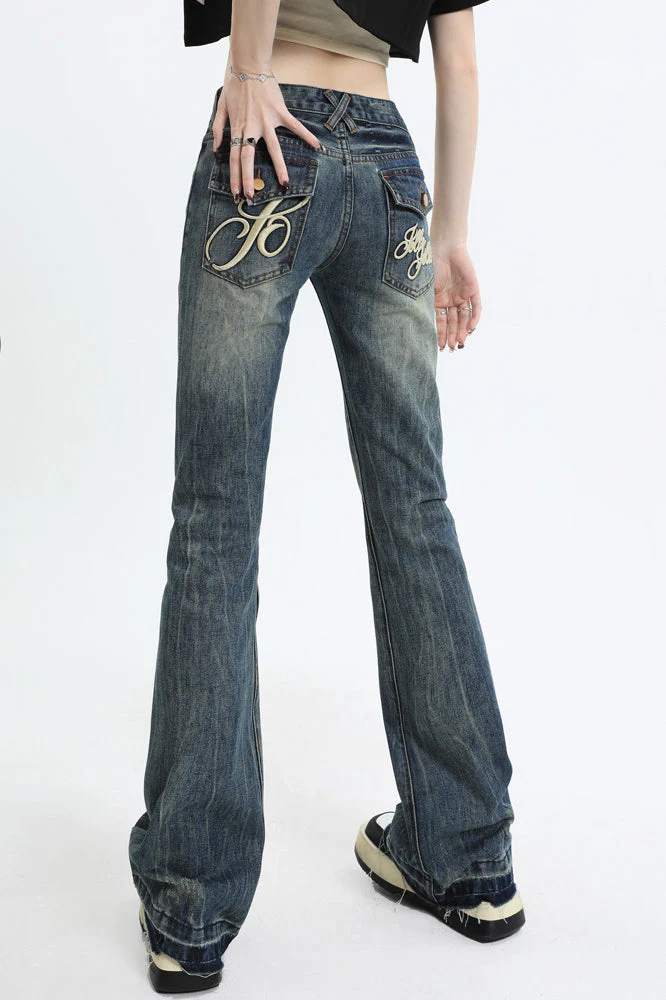 Slim Fit Low Waist Micro Flare Jeans - Image 16