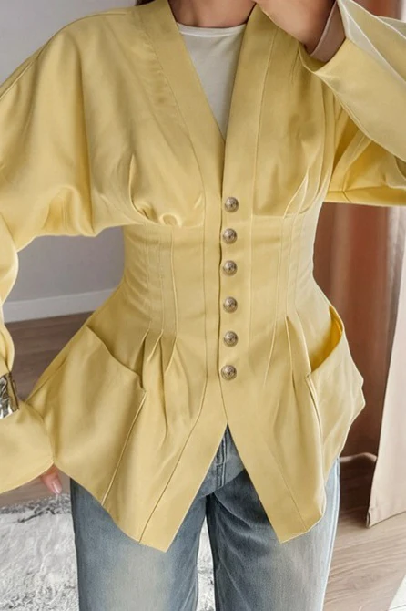 Slim Fit Pleated Blouse