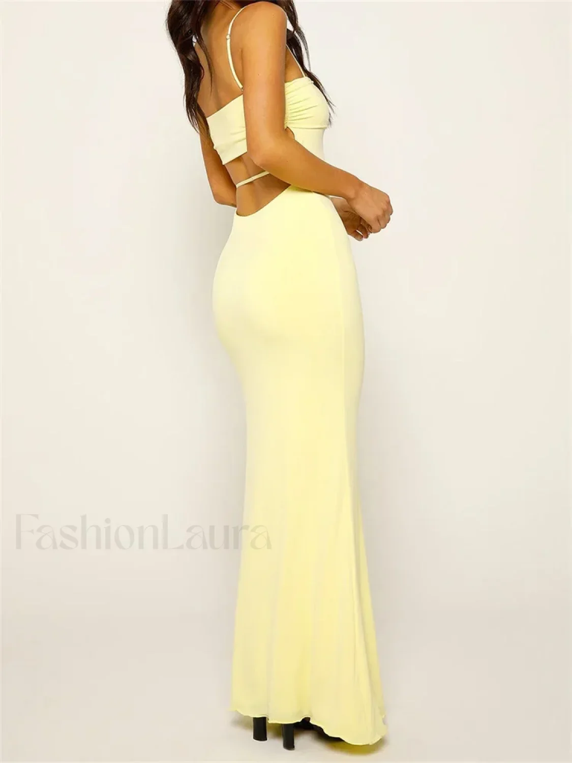 Slim Square Backless Maxi Dress - Image 6