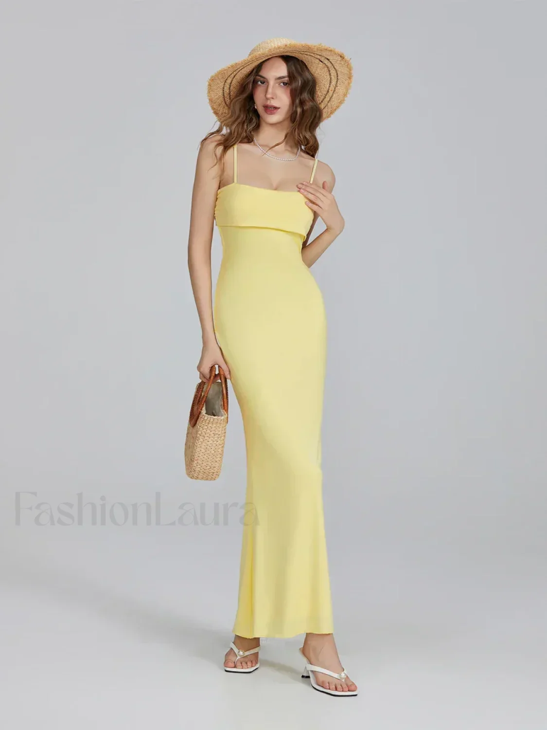 Slim Square Strap Party Maxi Dress - Image 5