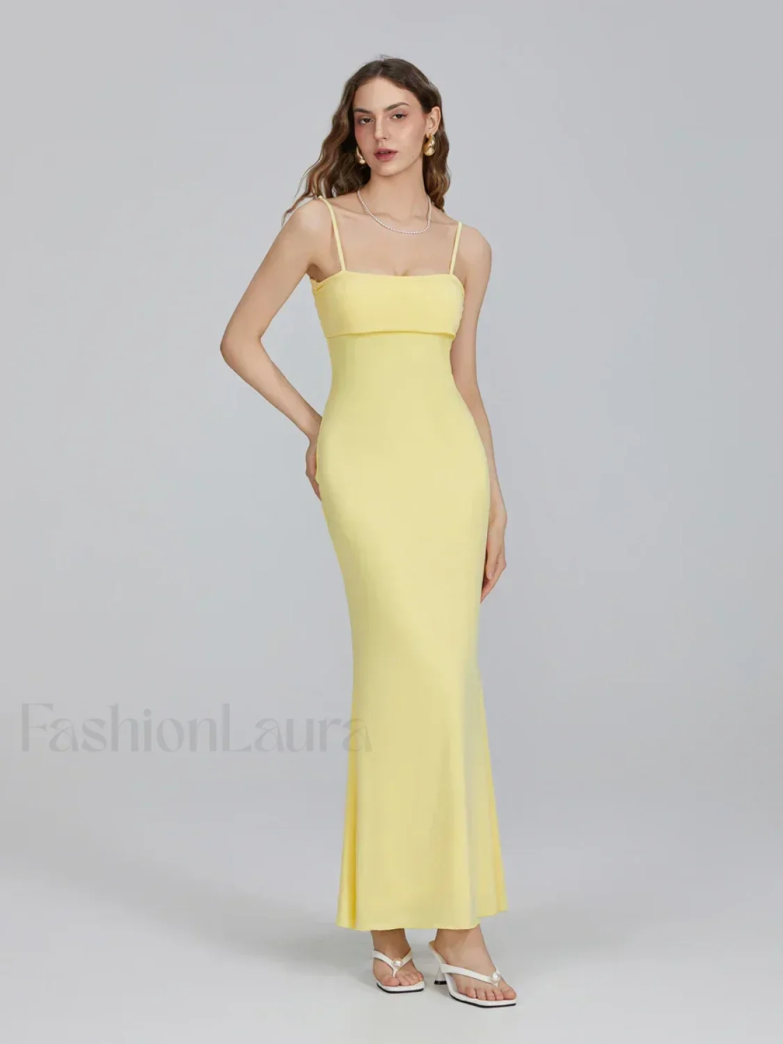 Slim Square Strap Party Maxi Dress - Image 9