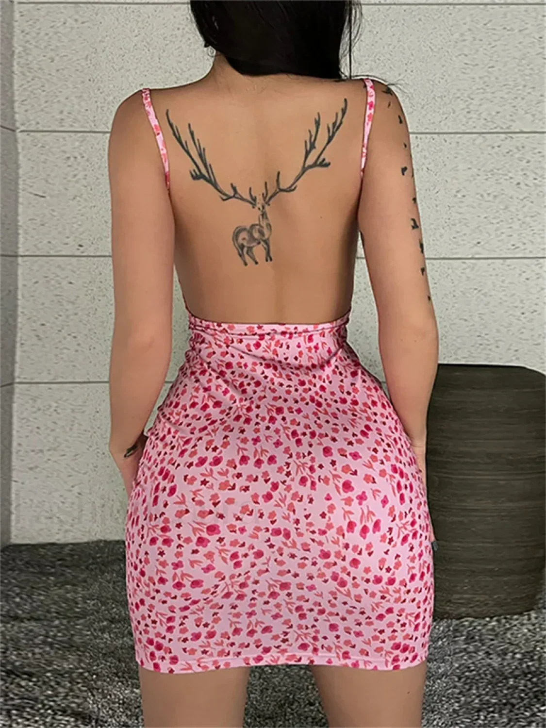 Sling Wrap Bodycon Floral Dress - Image 10