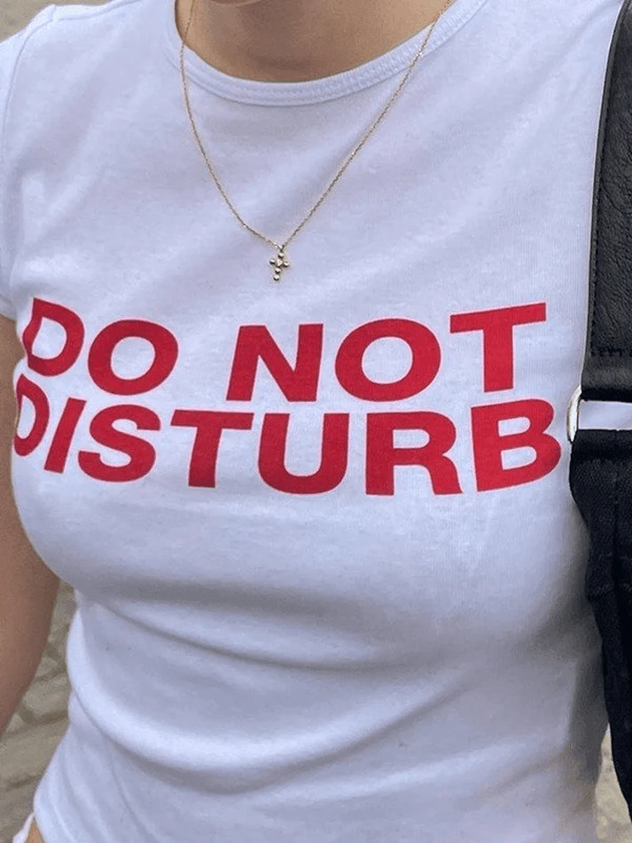 Slogan Print White Crop Top - Image 3