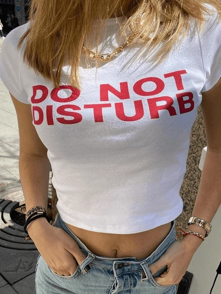 Slogan Print White Crop Top - Image 8