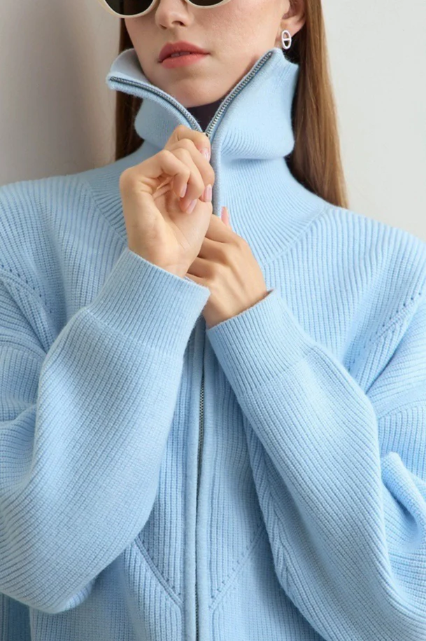 Slouchy High Neck Loose Solid Sweater - Image 9