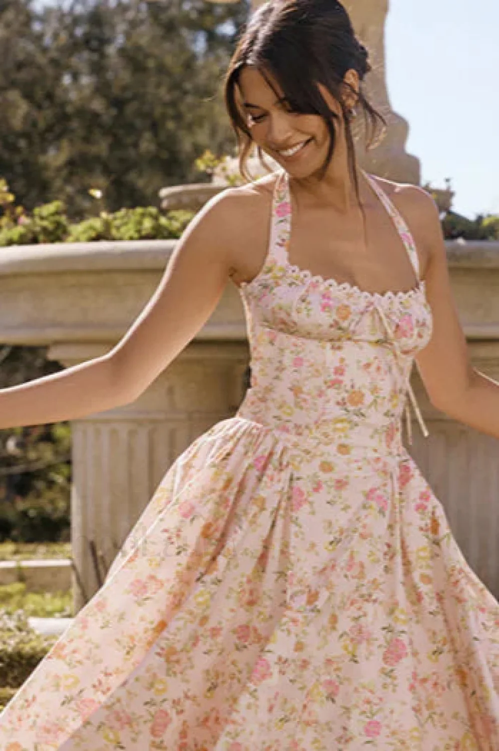 Small Fragrant Casual Printed Halter Strap Mini Floral Dress - Image 10