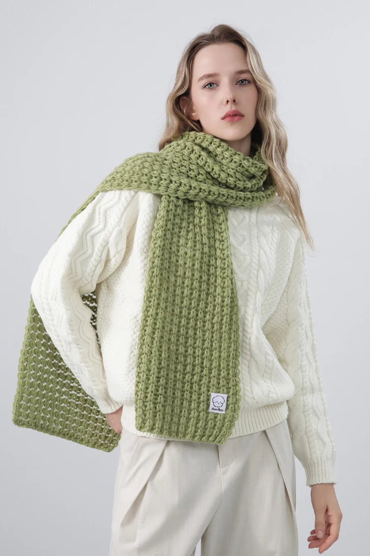 Soft Hand Knit Embroidered Logo Scarf - Image 3