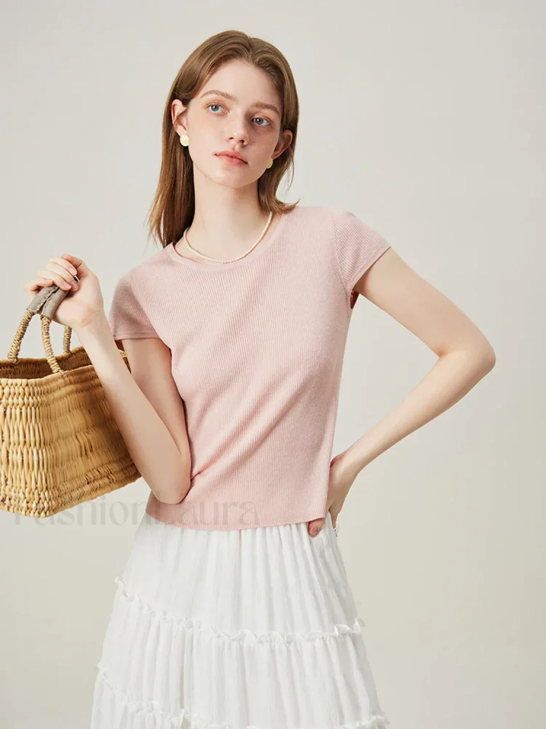 Soft Wool Lace Up Summer Grey T-Shirt - Image 10