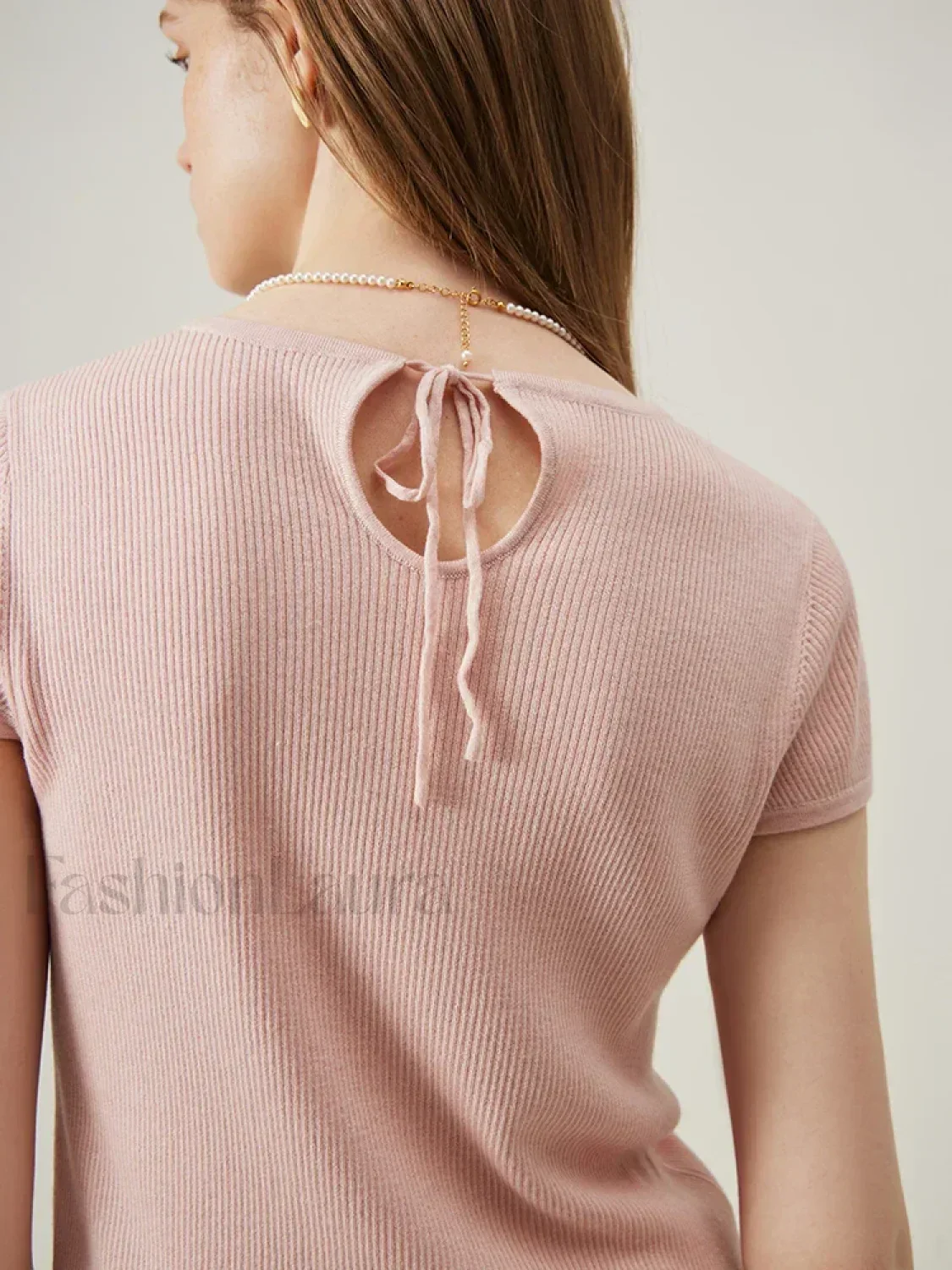 Soft Wool Lace Up Summer Grey T-Shirt - Image 2