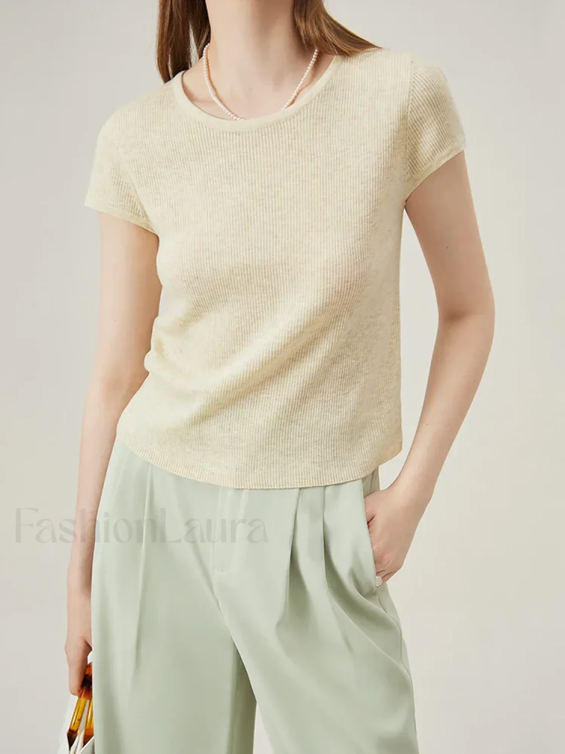 Soft Wool Lace Up Summer Grey T-Shirt - Image 6