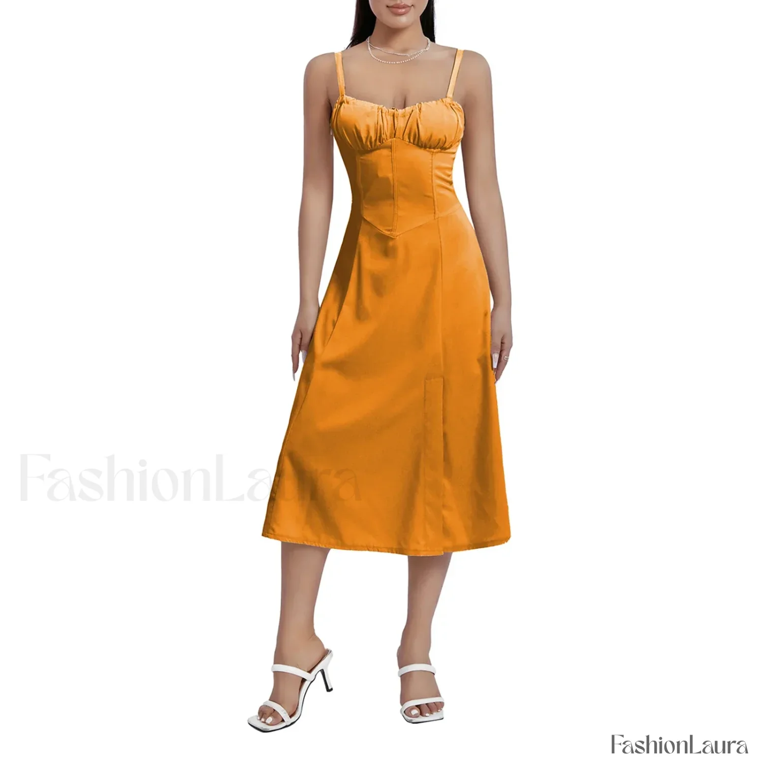 Solid Bandage A-Line Midi Dress - Image 24