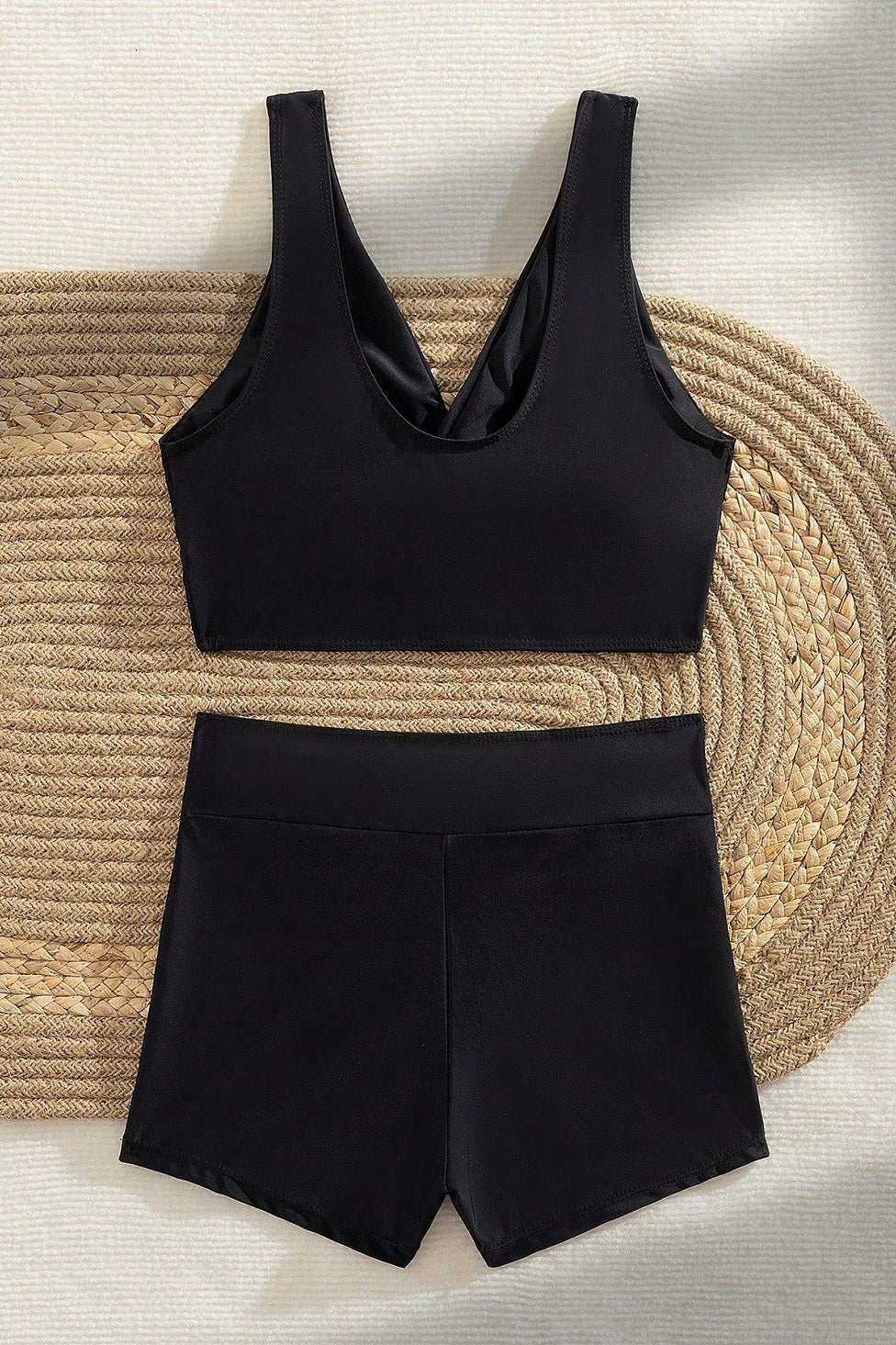 Black Boyshort Two Piece Swim Set - Image 5