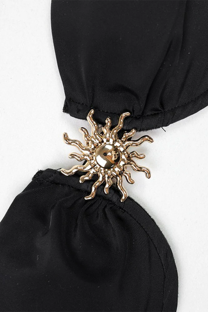 Solid Bra Style Cutout Three Piece Swim Set - Image 9