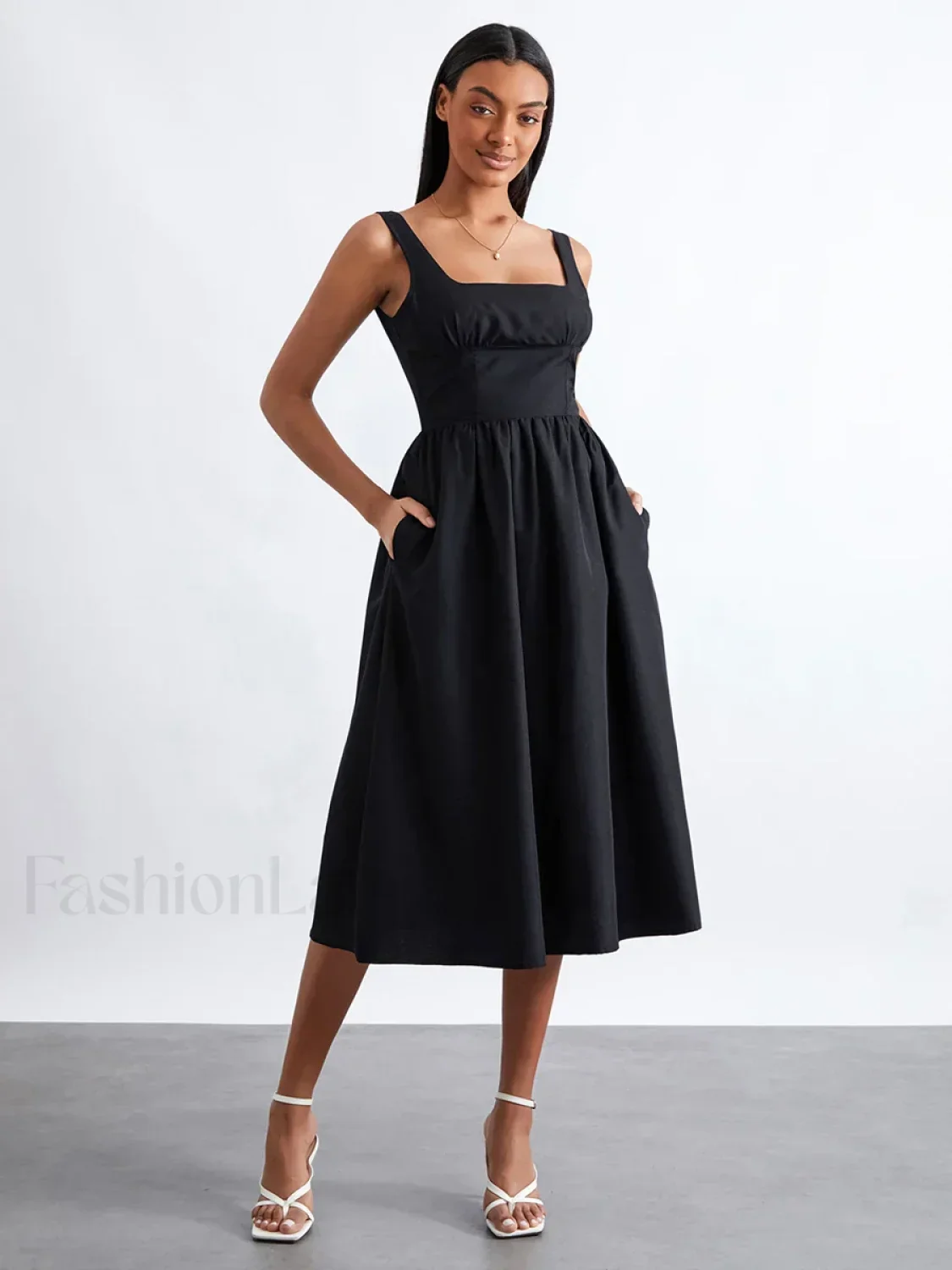 Solid Cami High-Waist Midi Dress - Image 5