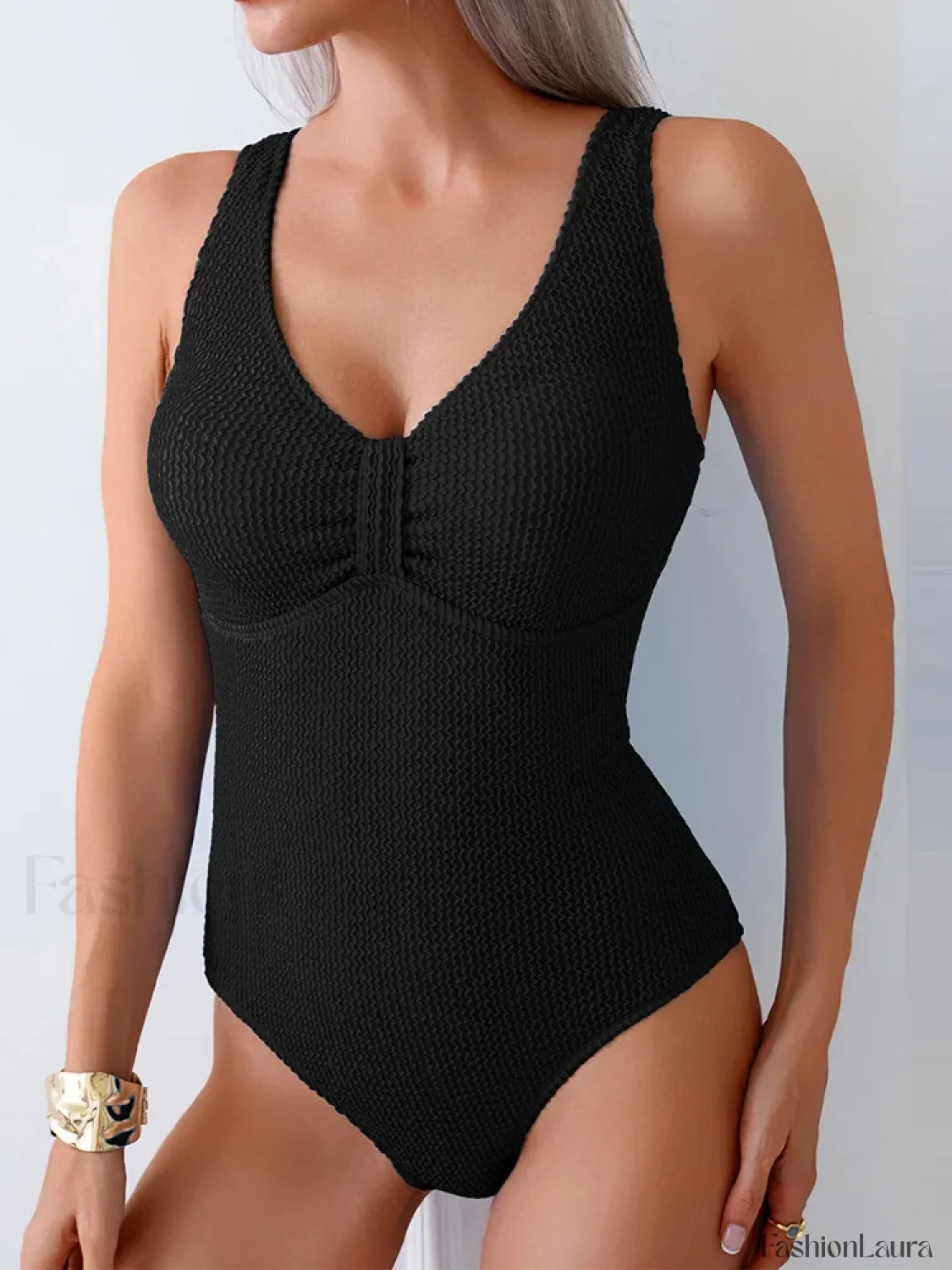 Solid Classic Backless One Piece - Image 5