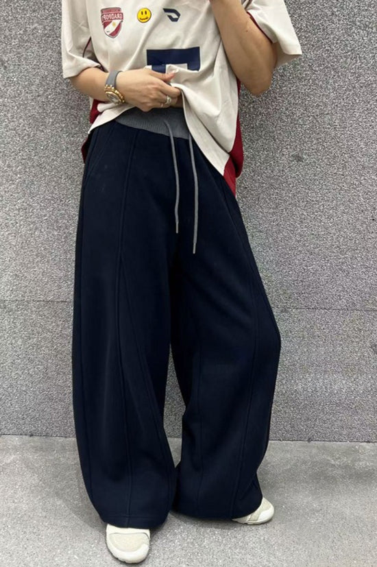 Solid Color Casual Fluid Wide Leg Fleece Sweat Pants - Image 13