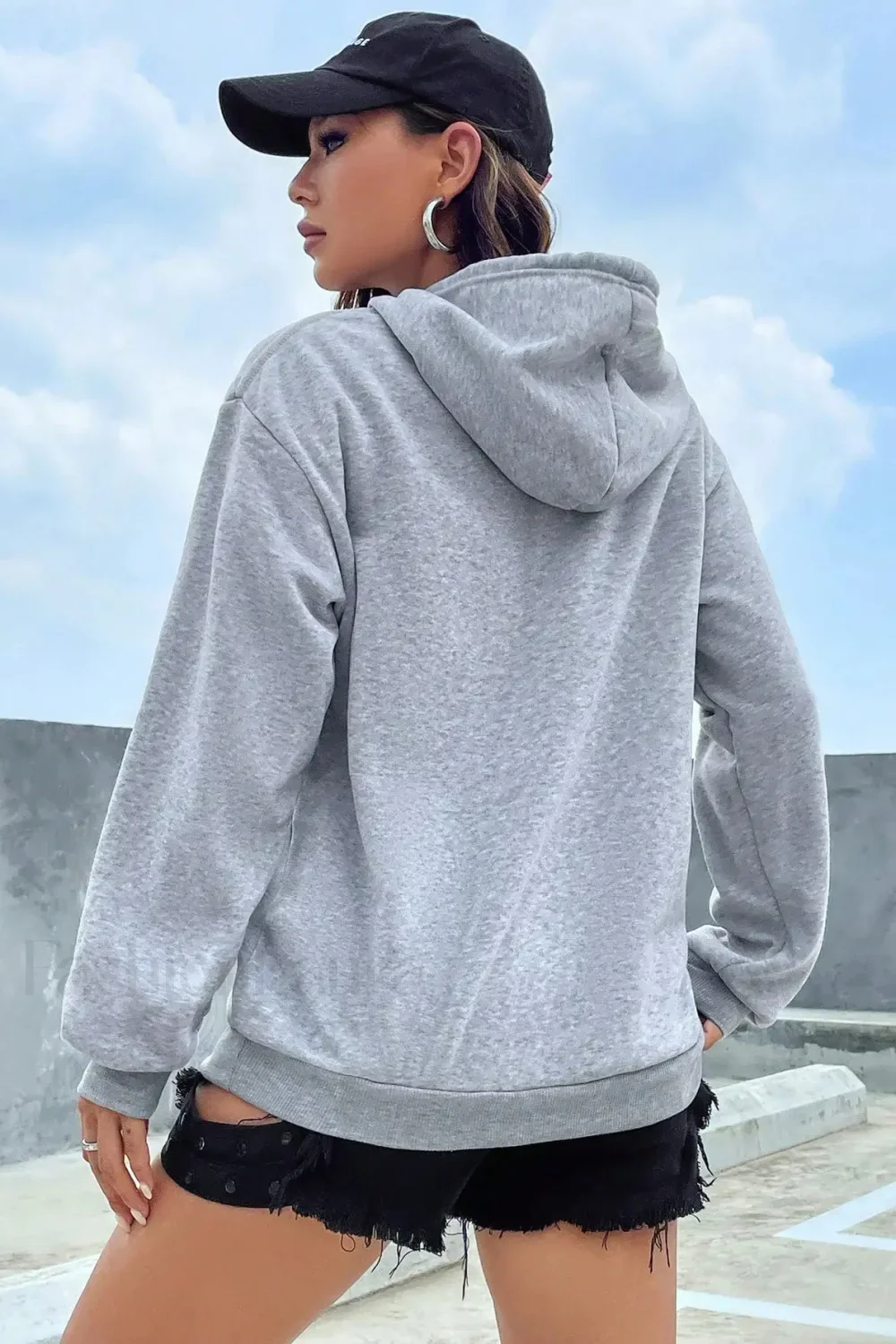 Solid Color Casual Pocket Hoodie - Image 4