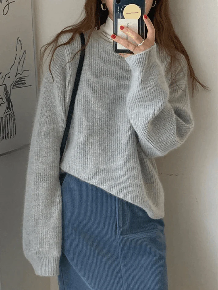 Solid Color Crew Neck Pullover Sweater - Image 27