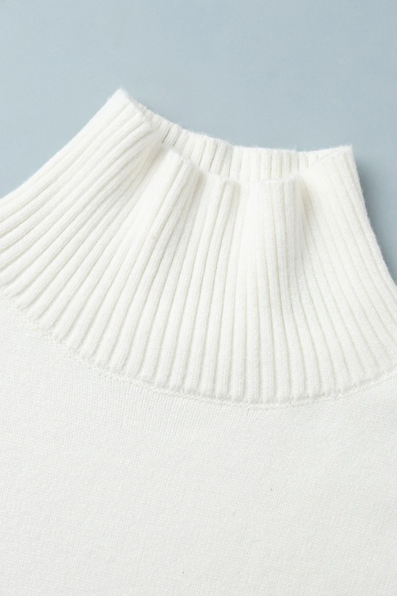 Solid Color Turtleneck Knit Sweater - Image 12