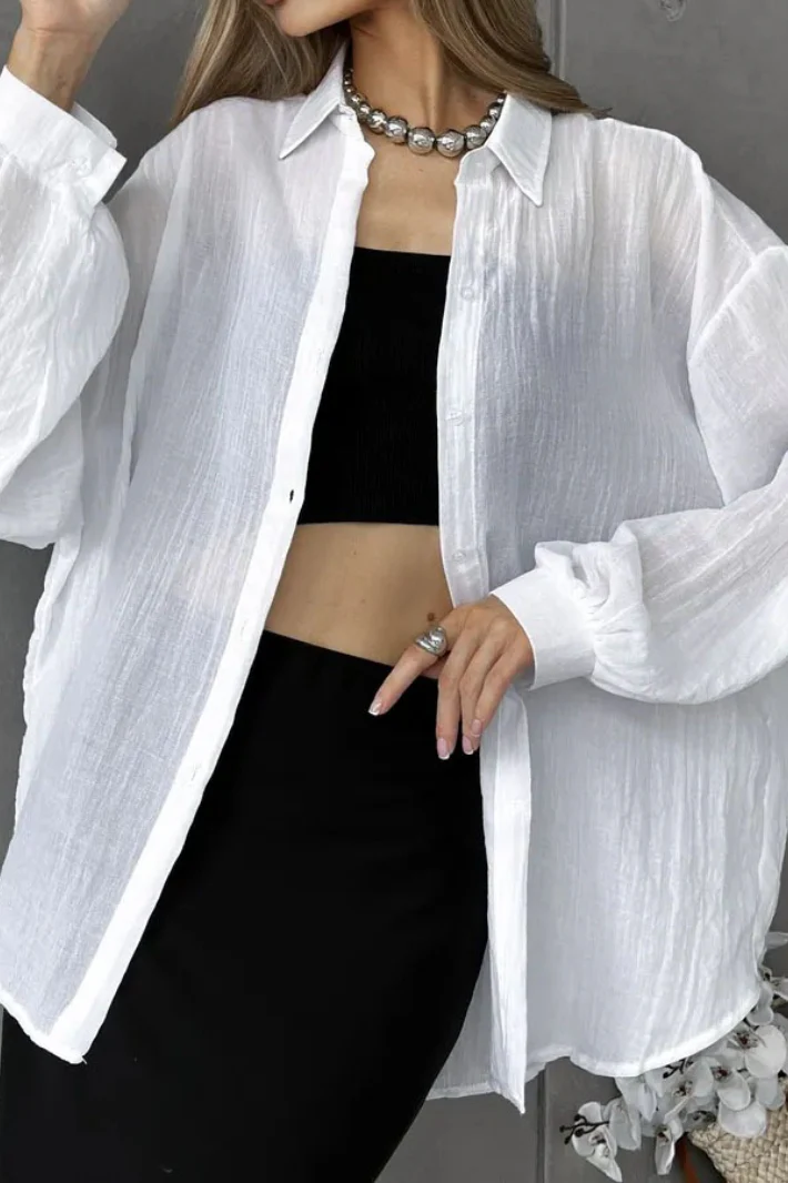 Solid Lightweight Long Sleeve Blouse - Image 10