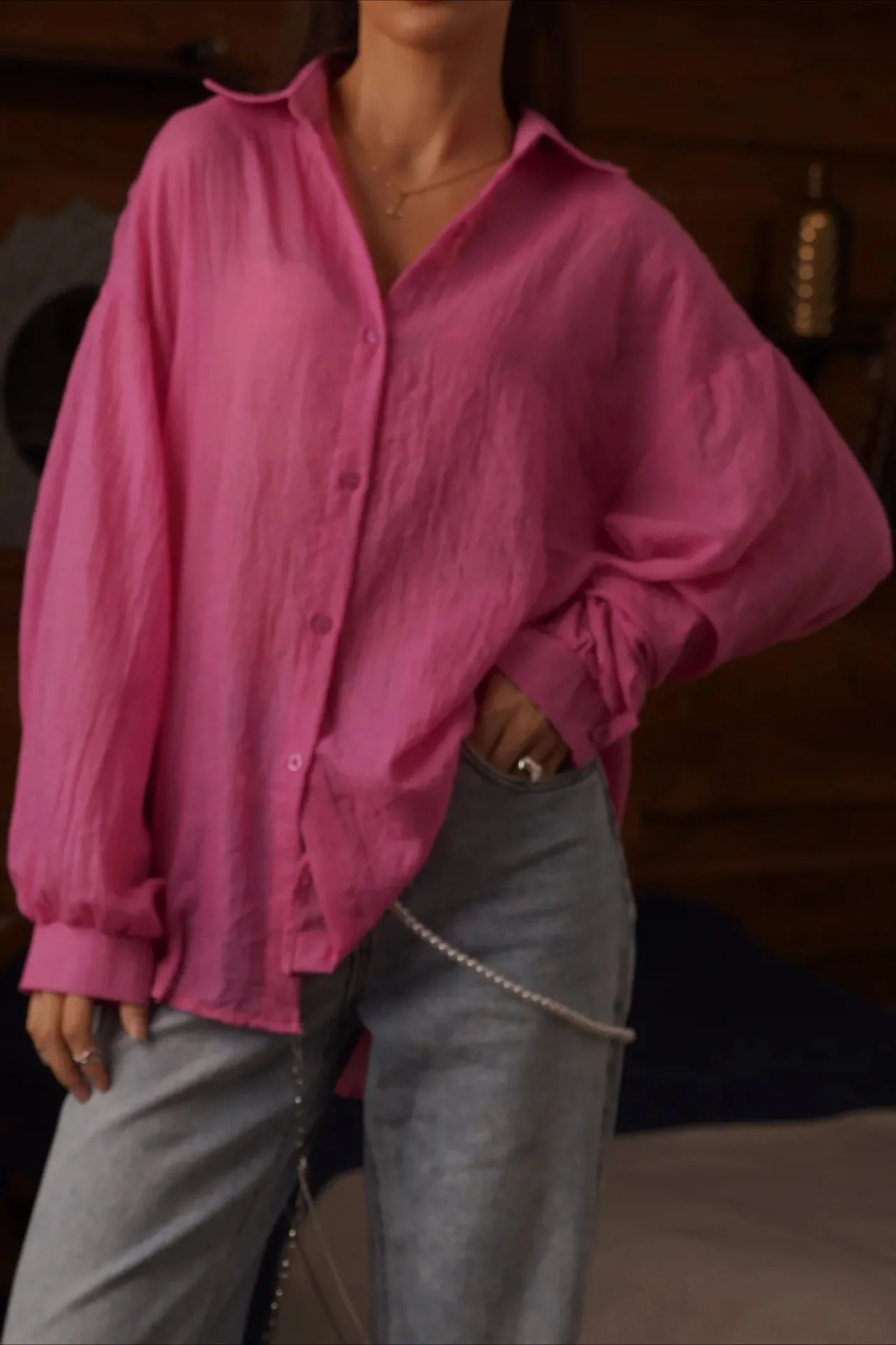 Solid Lightweight Long Sleeve Blouse - Image 16