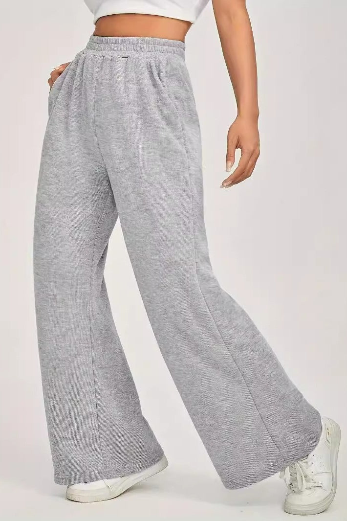 Solid Minimalist High Waist Knit Pants - Image 3