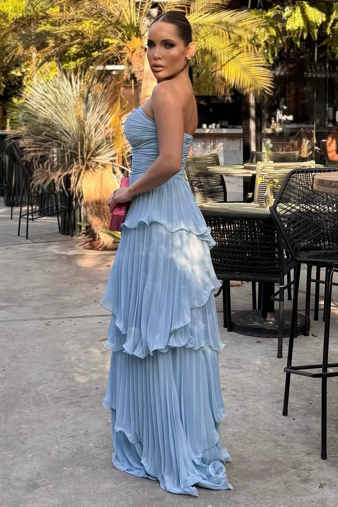 Solid Ruched Tiered Strapless Slim Fit Elegant Prom Dress - Image 6