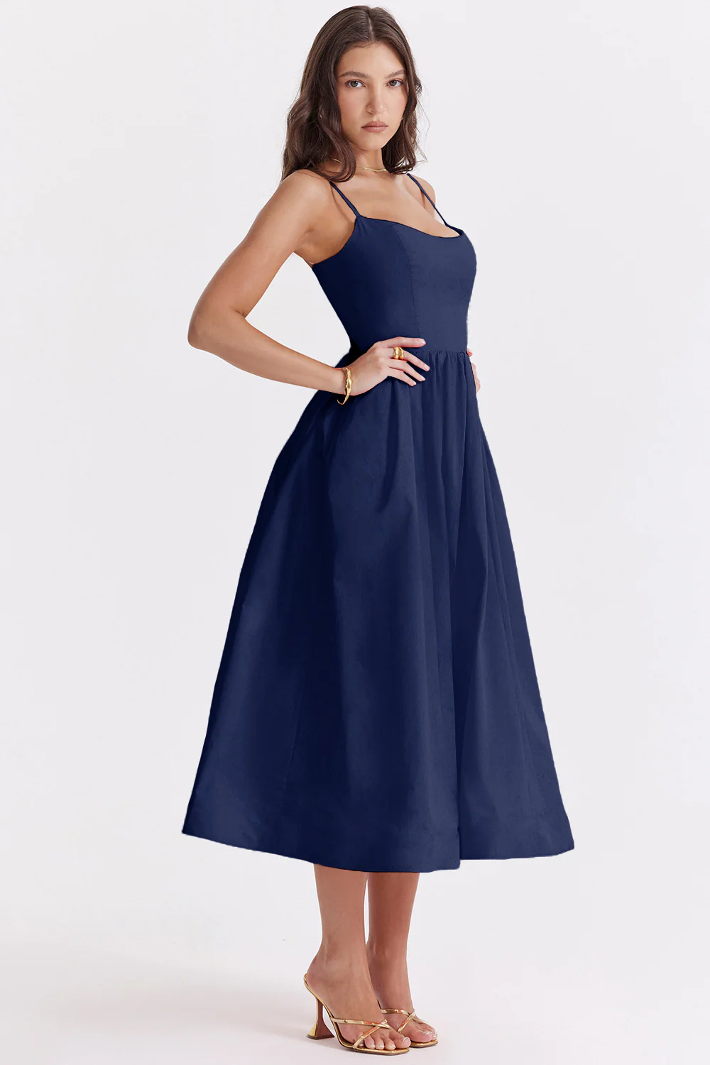 Solid Sexy Backless Spaghetti Strap Swing Prom Dress - Image 9