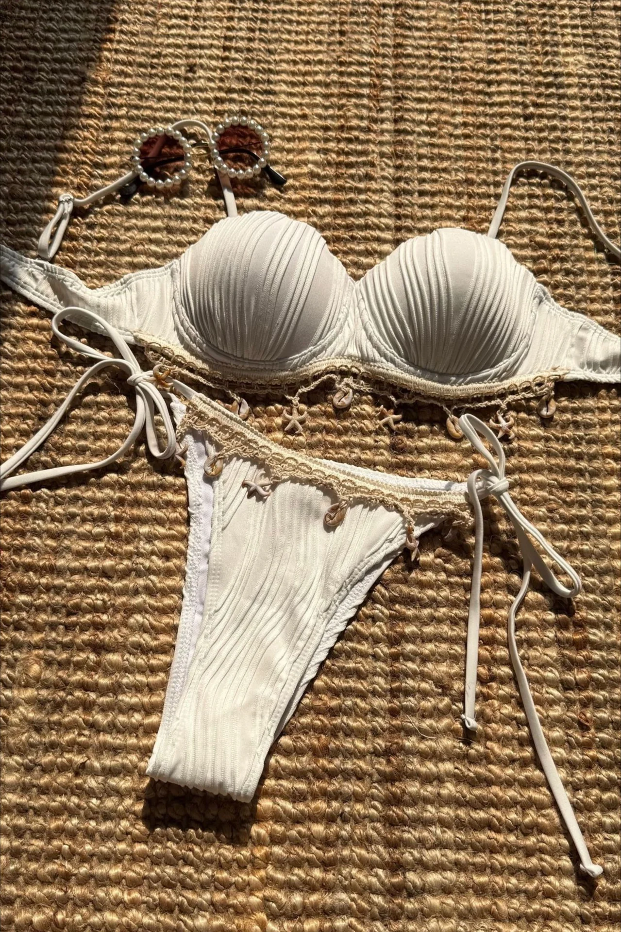 Solid Shell Petal Structured Bikini Set - Image 7
