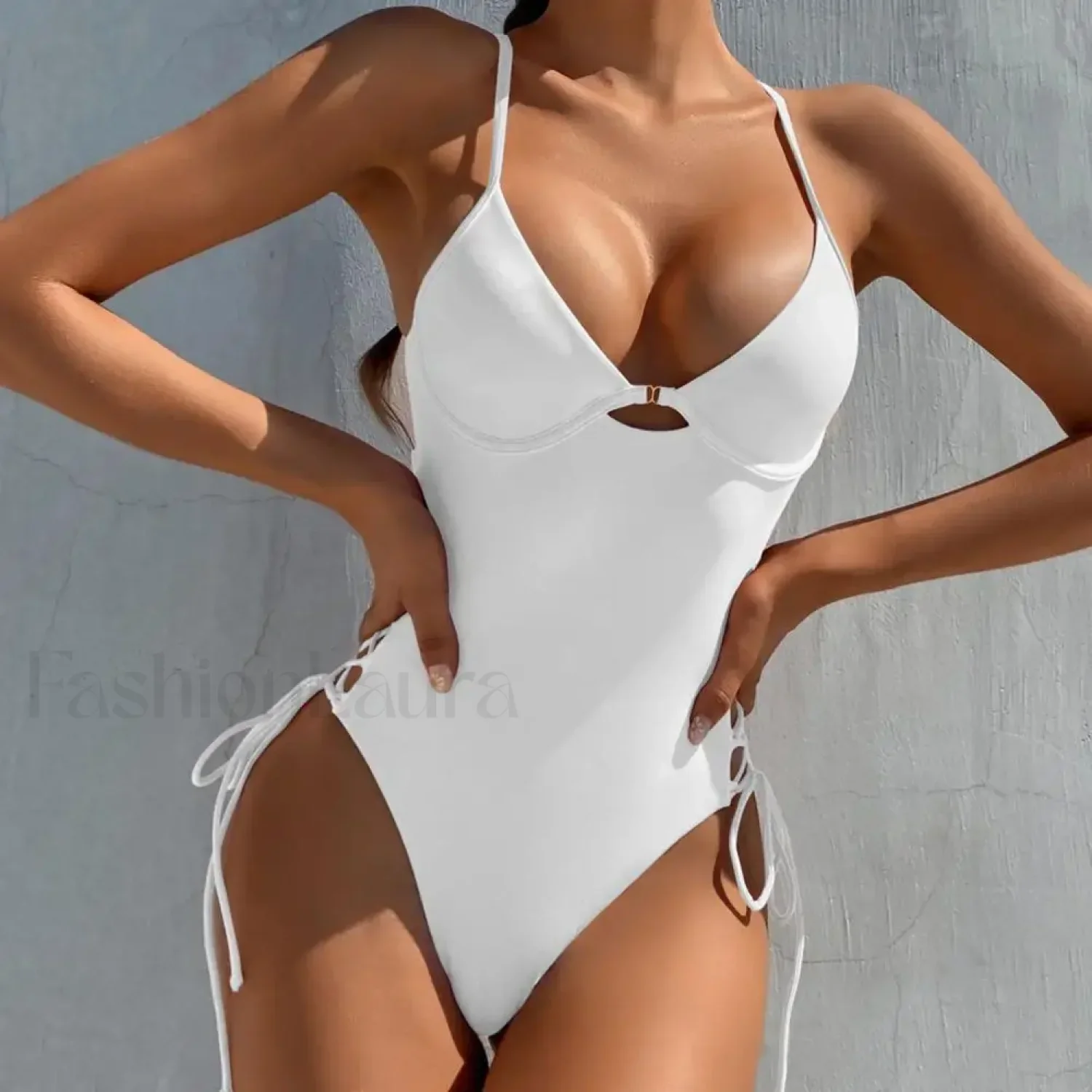 Spaghetti Strap Backless One Piece - Image 2