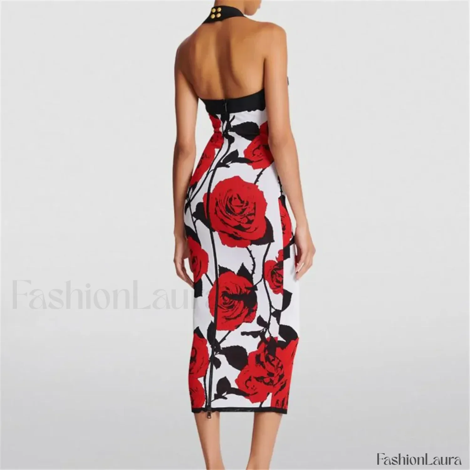 Spliced Zipper Neck Floral Dress - Image 5