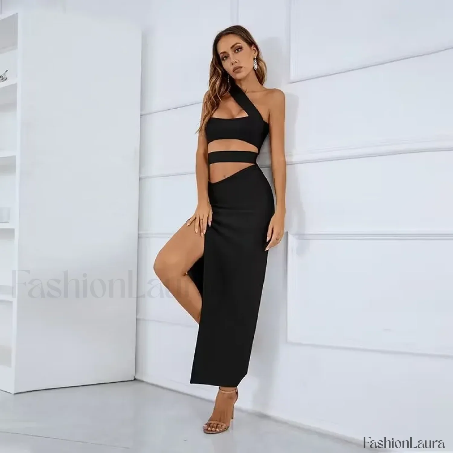 Split Bandage Bodycon Midi Dress - Image 9