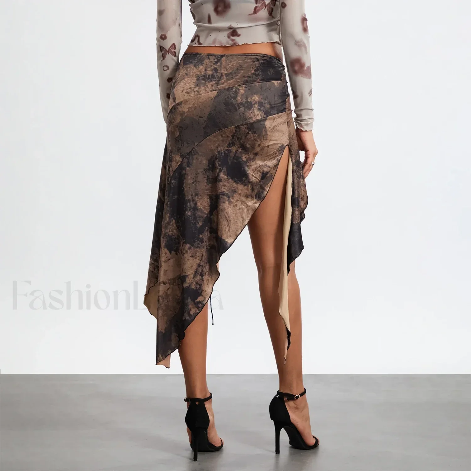 Split Tie-Up Midi Ruffle Skirt - Image 11