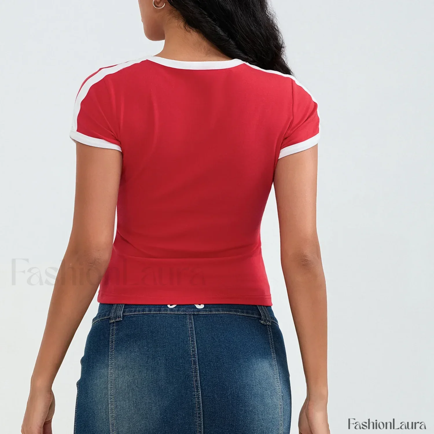 Sporty V Neck Number Print T-Shirt - Image 17
